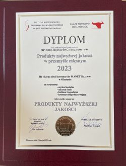 Dyplom PRODUKTY NAJWYŻSZEJ JAKOŚCI